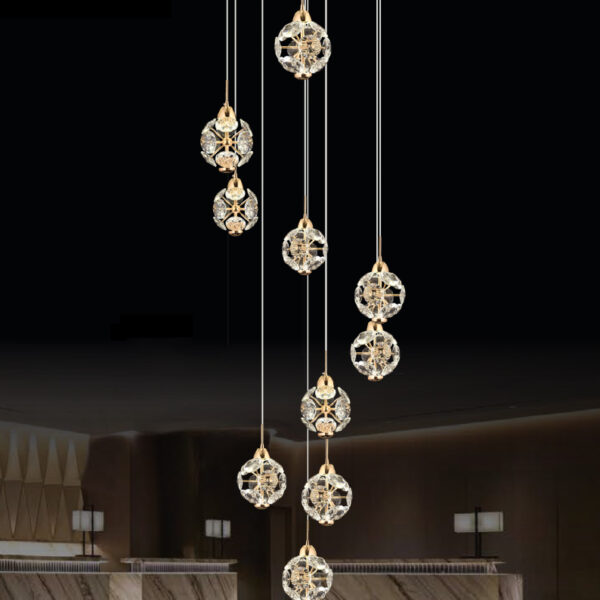 Armani Altın Kristal Küre Avize | Zarafetin Işıltılı Dokunuşu