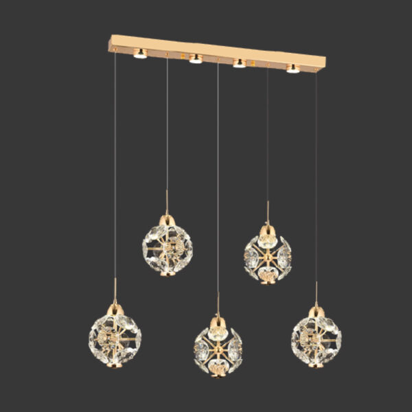 Armani Kristal Küre 5'li Lineer Sarkıt Avize | Şıklığın Geometrik Yorumu