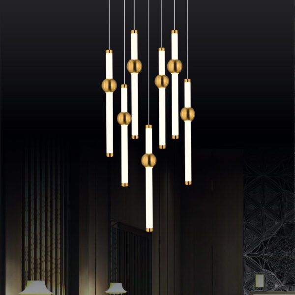 Lilyum Modern Lüksün Işıltısı | Gold Detaylı Silindir Sarkıt Avize