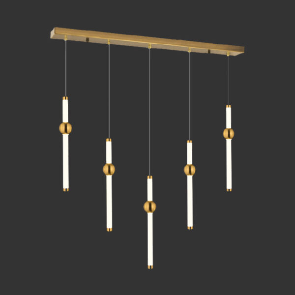 Lilyum Zarif Işık Dengesi | Gold Detaylı 5’li Silindir Sarkıt Avize