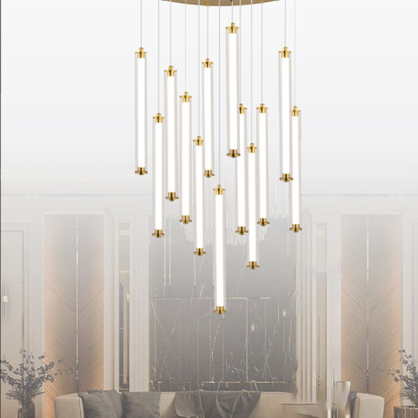 Vikki Gösterişli Işıltı | Gold Detaylı Çoklu Tüp LED Avize