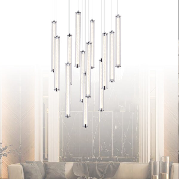 Vikki Işığın Heykeli | 13'Lü Spiral Silindir LED Avize