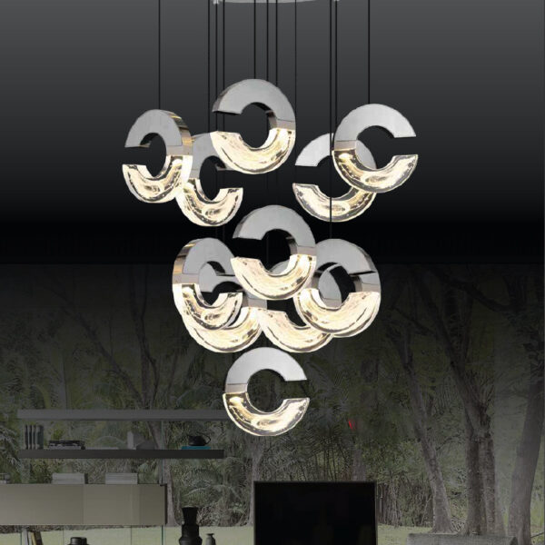 Calvin Modern Zamanın İmzası | 11'Li Yarım Halka LED Sarkıt Avize