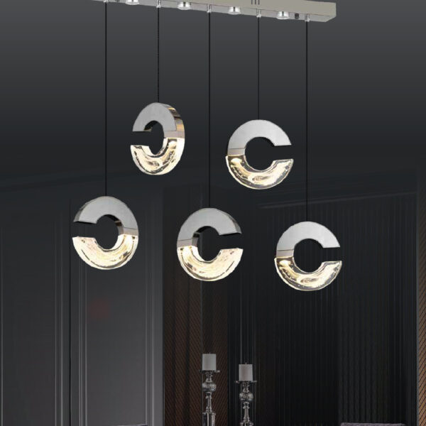 Calvin Dairesel Zarafet | 5’li Yarım Halka Modern LED Avize