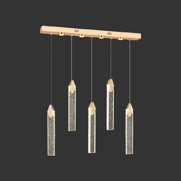 Ruby Kristal Işıltı | 5'li İnce Buzlu Çubuk Sarkıt Avize