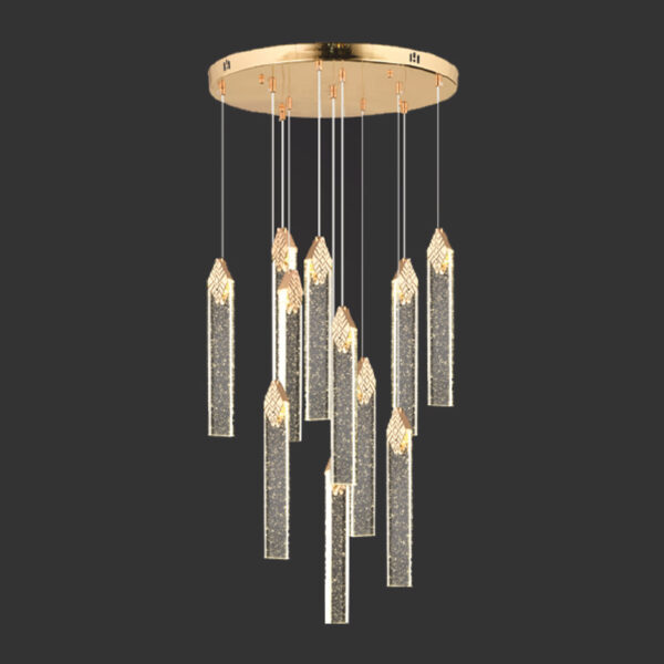 Ruby Işıltının Yeni Tanımı | 11'li Gold Kristal Çubuk Avize