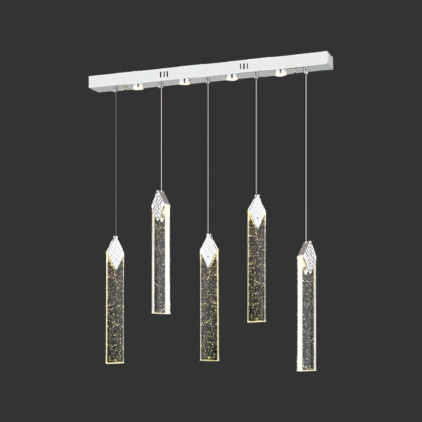 Ruby Buz Kristali Zarafeti | 5’li Lineer LED Avize