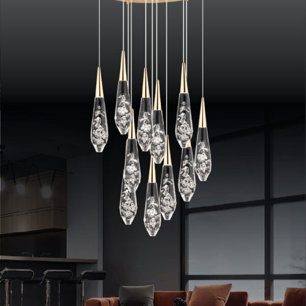 Emma Damla Işığın Dansı | 11’li Baloncuk Cam LED Avize