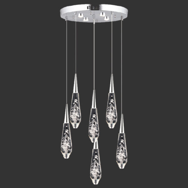 Emma Kristal Zarafet | 6’lı Krom LED Baloncuk Avize