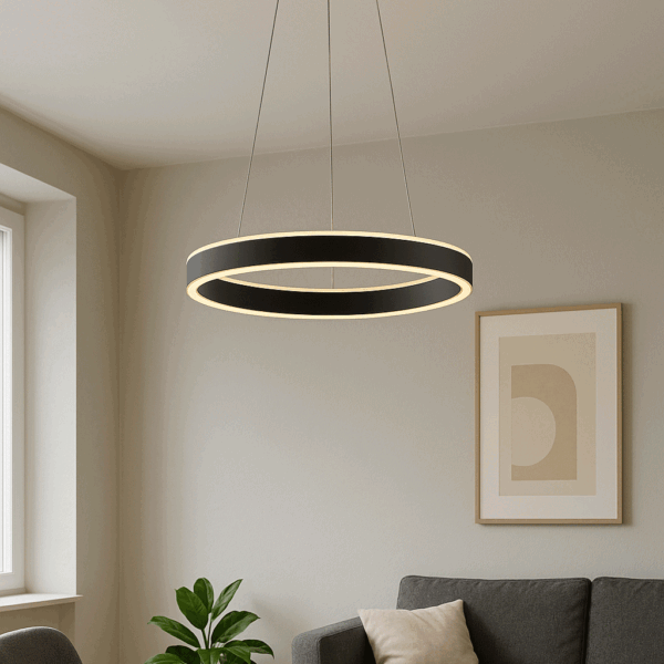 Felix Siyah Tek Halka LED Avize | Minimalist Şıklıkla Aydınlanın