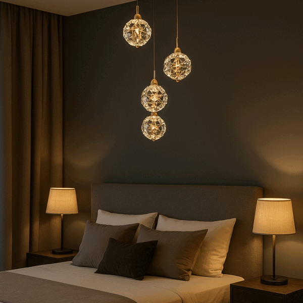 Armani Kristal Küre 4'lü Sarkıt Avize | Şık ve Göz Alıcı Tasarım