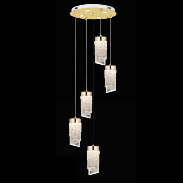 Yıldırım Kristal Spiral | 5’li Asimetrik LED Avize