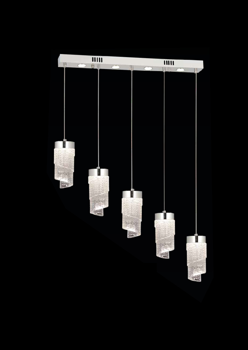 269-1 Yıldırım Kristal Spiral | 5’li Lineer LED Avize - Görsel 1