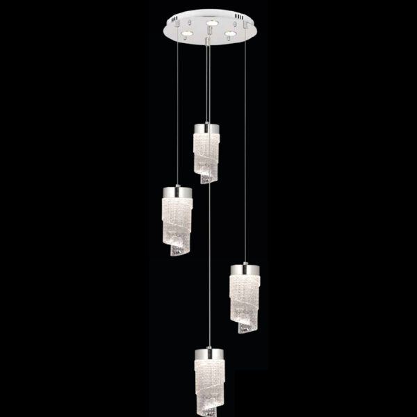 Yıldırım Kristal Spiral | 4’lü Modern LED Sarkıt Avize