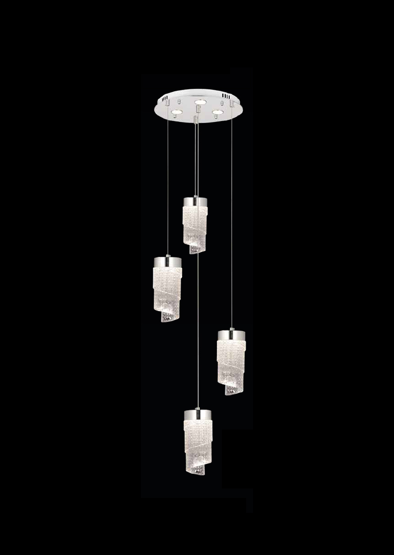 269-2 Yıldırım Kristal Spiral | 4’lü Modern LED Sarkıt Avize - Görsel 1