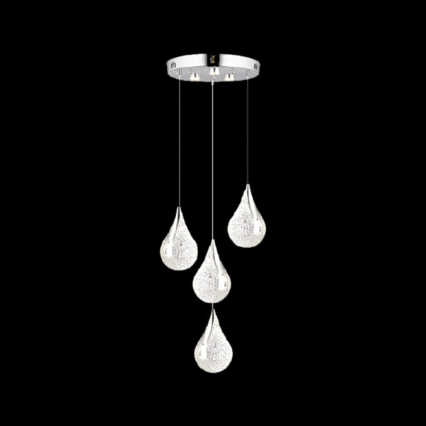 Almina Gümüş Damla | 4’lü Modern Sarkıt LED Avize