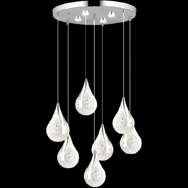 Almina Gümüş Damla | 7’li Lüks Sarkıt LED Avize