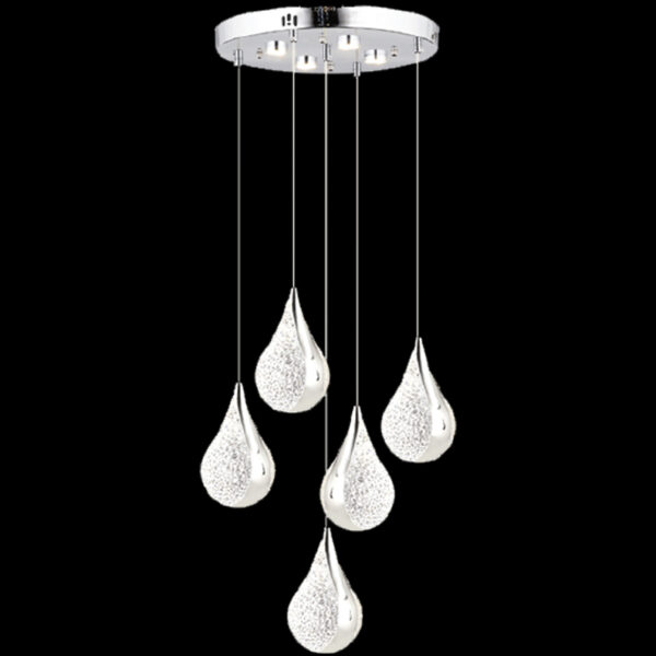 Almina Gümüş Damla | 5’li Modern Sarkıt Avize