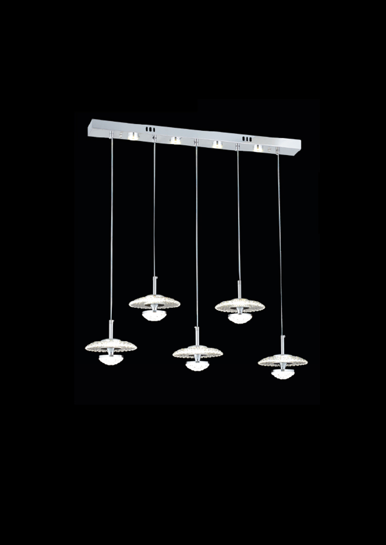 301-1 Anton Kristal Halo | 5’li Modern Sarkıt Avize - Görsel 1