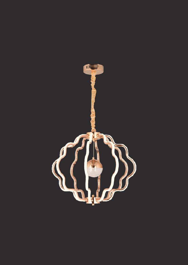 305-2 Ece Zarif ve Işıltılı | Rose Gold Tekli LED Sarkıt Avize - Görsel 1