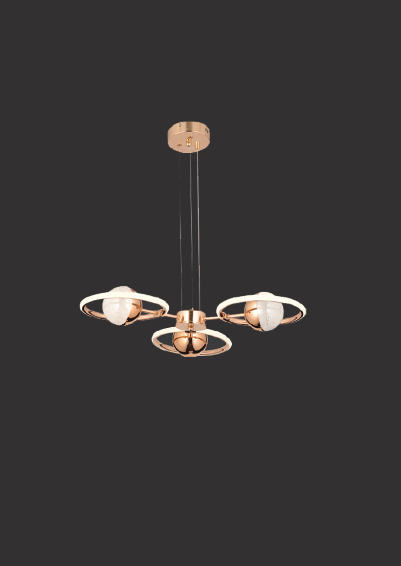 312-1 Hector Gökyüzünden İlhamla | Rose Gold 3'lü LED Gezegen Formlu Avize - Görsel 1