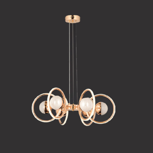 Hector Göksel Işıltı | Rose Gold 6'lı LED Gezegen Formlu Avize