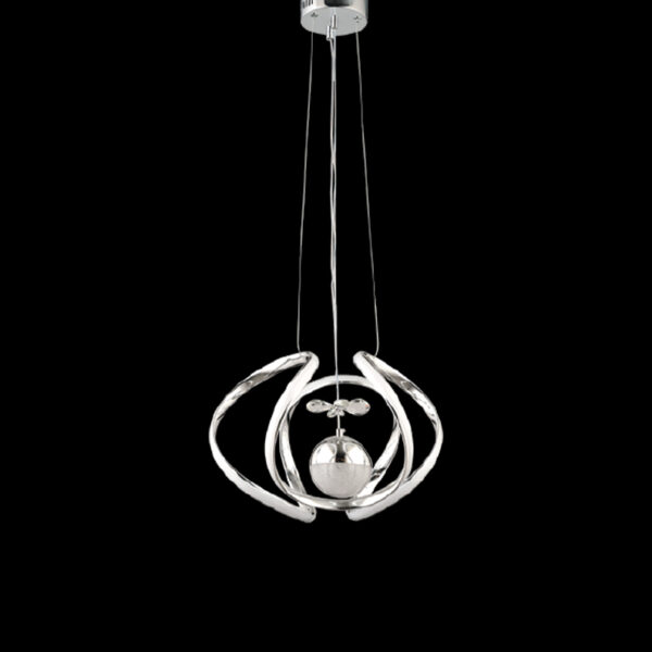 Şimşek Fütüristik Işık | Krom Halkalı LED Sarkıt Avize