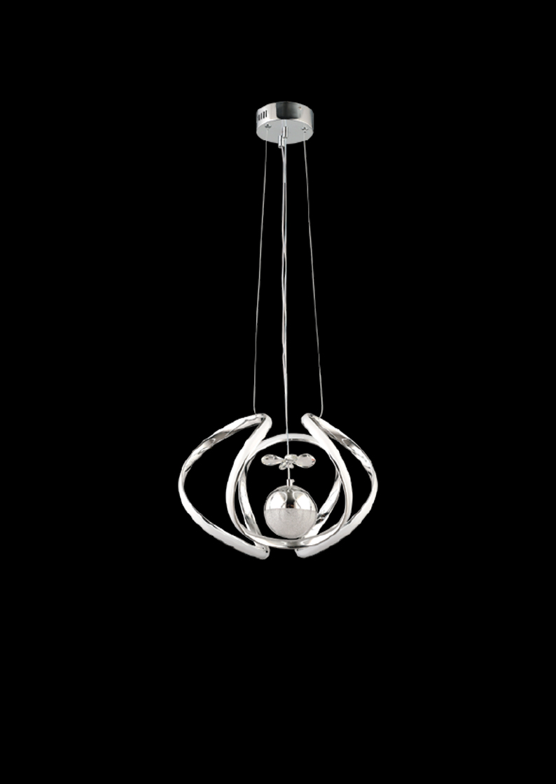 318-1 Şimşek Fütüristik Işık | Krom Halkalı LED Sarkıt Avize - Görsel 1