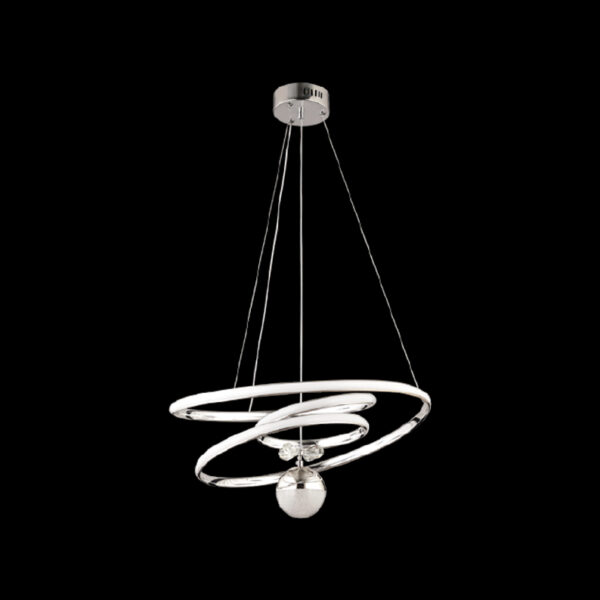 Şimşek Zamansız Işıltı | Krom Spiral LED Sarkıt Avize