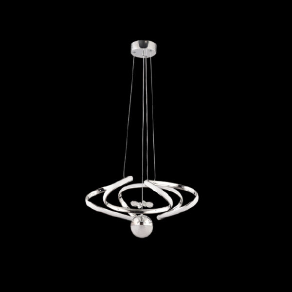 Şimşek Modern Zarafet | Krom Dalgasal Spiral LED Avize