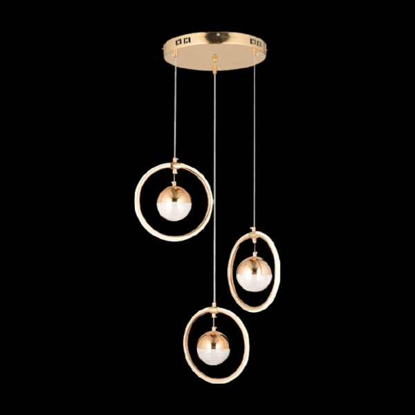 Melodi Göksel Işıltı | Rose Gold 3’lü Halka LED Sarkıt Avize