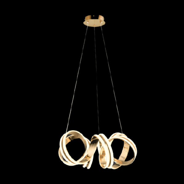 Belinay Zarif Dalgalar | Altın 5’li Spiral LED Sarkıt Avize