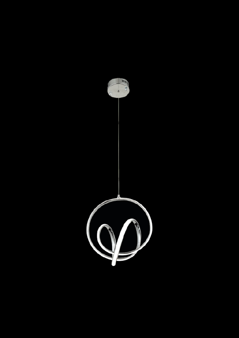 332-1 Serpil Zarif Dönüş | Krom Halka & Kıvrımlı LED Sarkıt Avize - Görsel 1