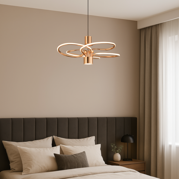 Akasya Işığın Dansı | Rose Gold Modern LED 6'lı Sarkıt Avize