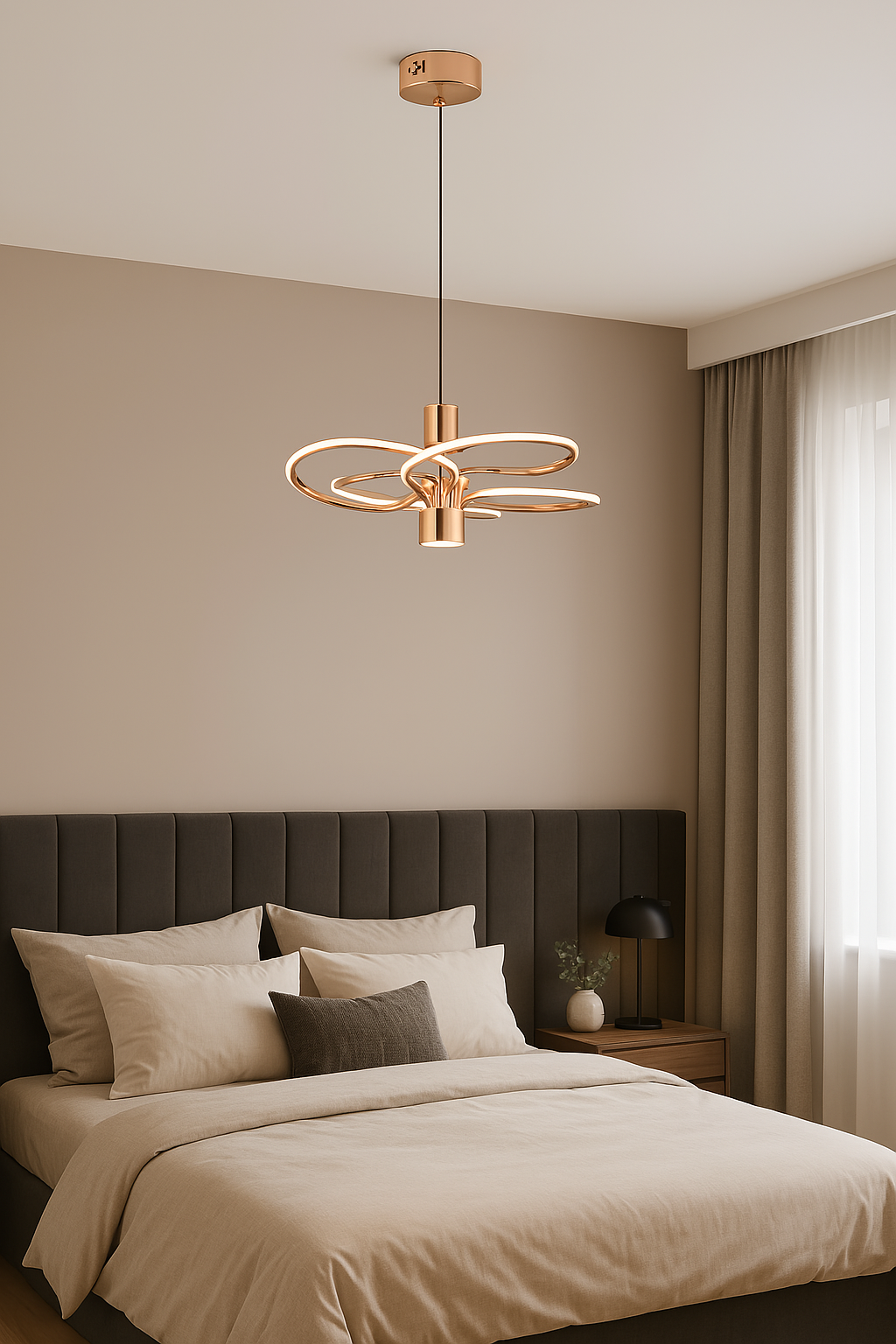ChatGPT Image 4 Nis 2025 16_14_55 Akasya Işığın Dansı | Rose Gold Modern LED 6'lı Sarkıt Avize - Görsel 1