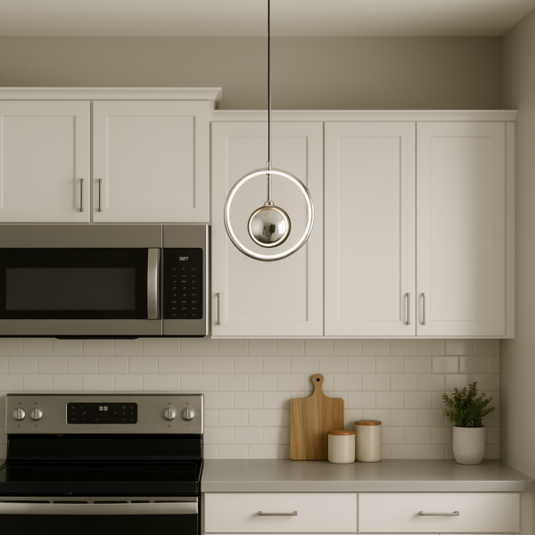 Melodi Minimal Zarafet | Krom Tekli Halka LED Sarkıt Avize