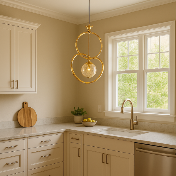 Şimşek Modern Halkalar | Gold Tekli LED Sarkıt Avize