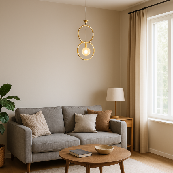 Şimşek Altın Işıltı | Gold Halkalı Tekli LED Sarkıt Avize