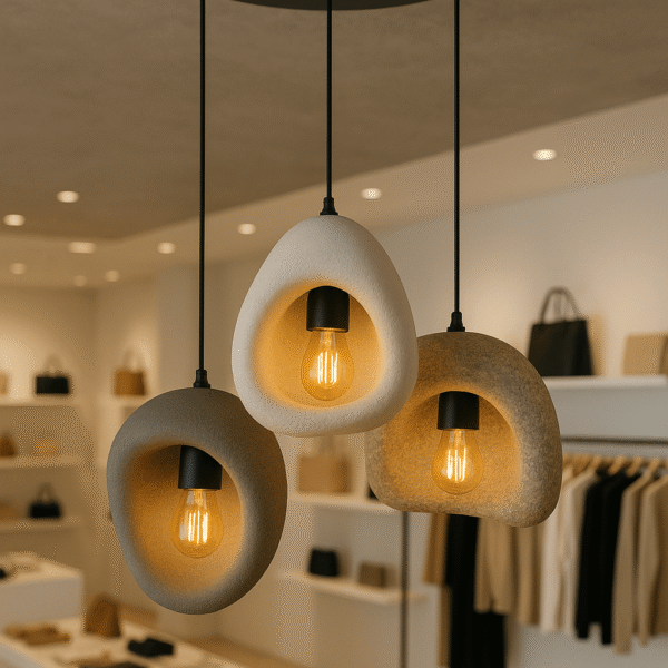 Organik Beton Sarkıt Avize – Modern Doğallığın Aydınlatması