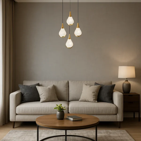 Almina Altın Damla | 4’lü Modern LED Sarkıt Avize