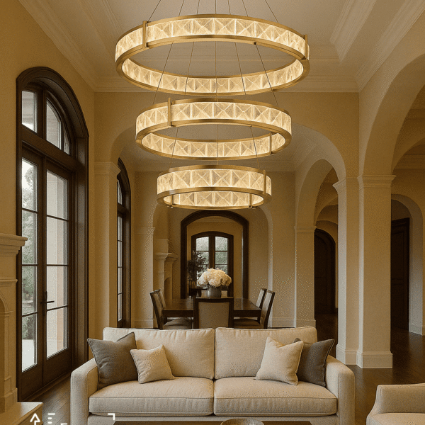 Kumsal 3 Halka Avize – Göz Alıcı Yüksek Tavan Zarafeti