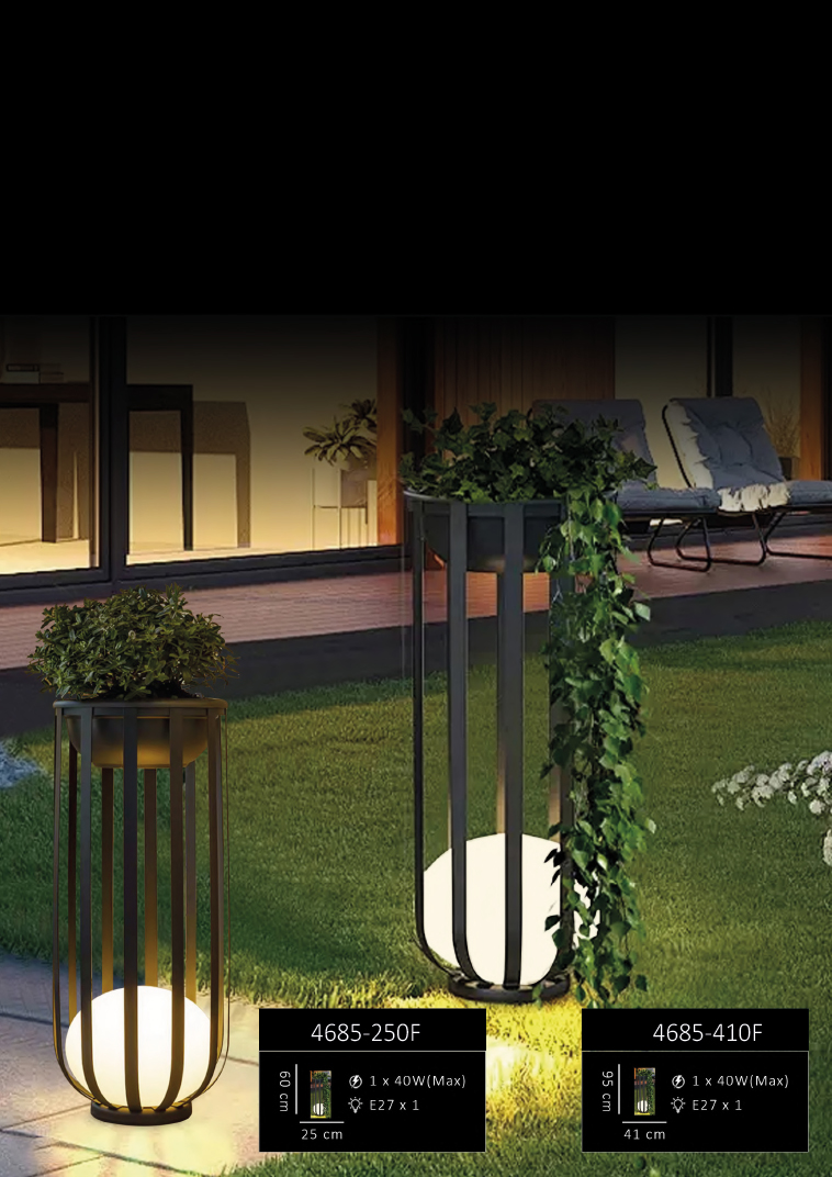 186 Metal Kafesli Dekoratif Saksı ve Küresel Zemin Aydınlatmaları - Görsel 1